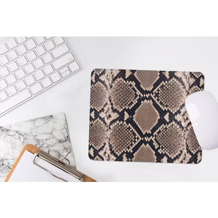 Slangenprint - Python - Bruin muismat rubber klein -witbureau
