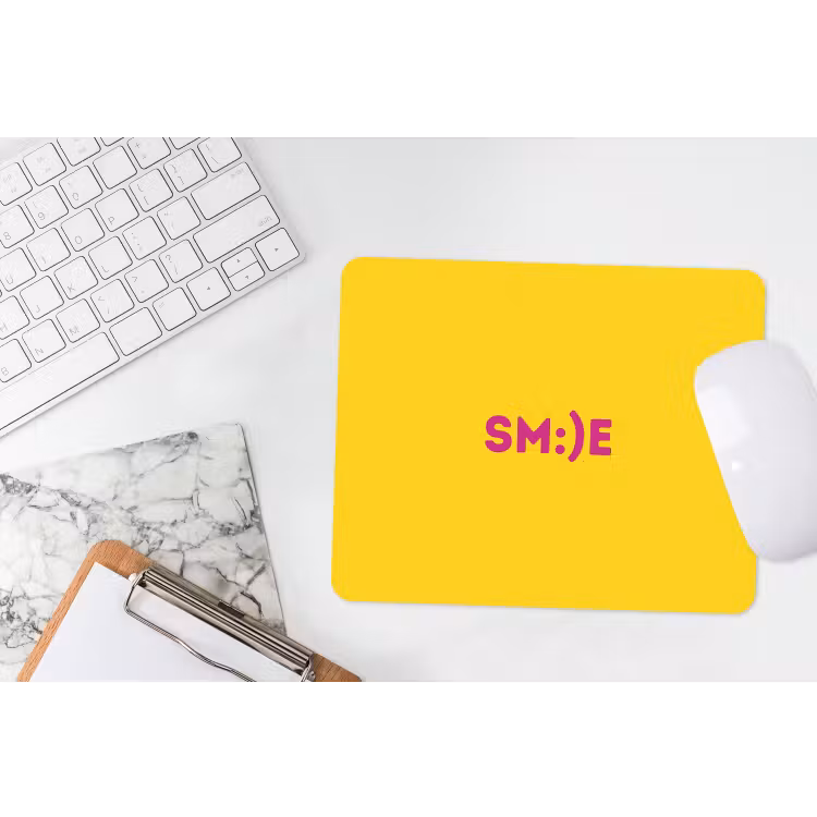 Smile - Roze - Geel muismat rubber klein -witbureau