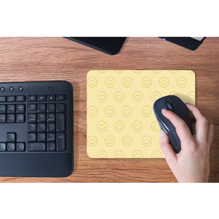 Smileys - Patroon - Retro - Zachtgeel muismat rubber klein 262 -toetsenbord