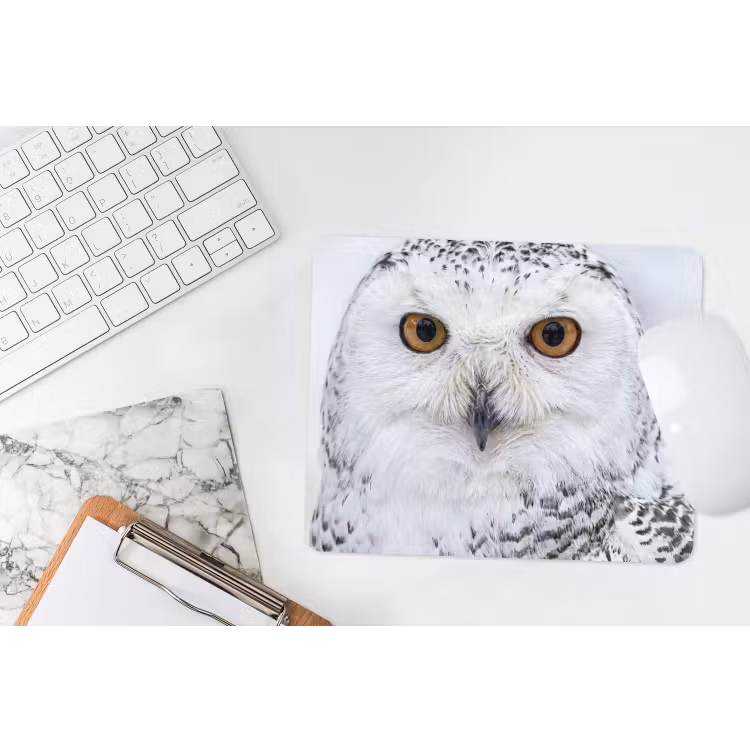 Sneeuwuil - Oog - Wildlife - Wit muismat rubber klein -witbureau