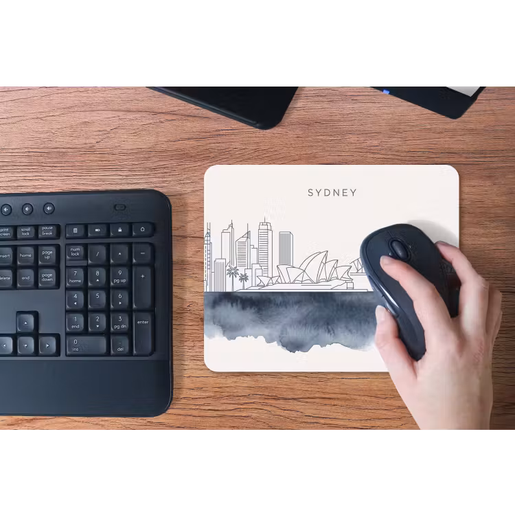 Stad - Skyline - Architectuur - Minimalistisch - Blauw muismat rubber klein -toetsenbord