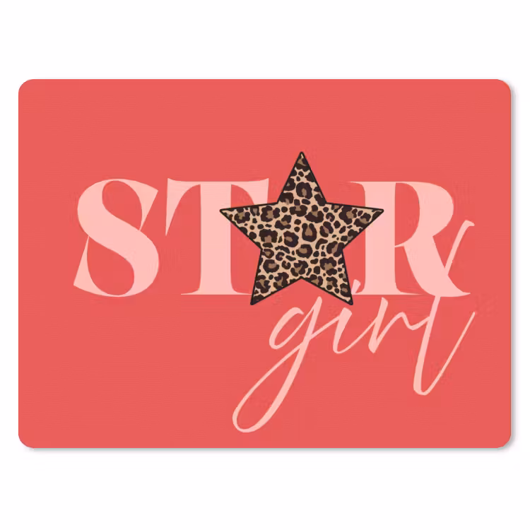 Star girl - Rood - Panter - Ster muismat rubber klein -3d