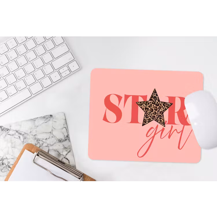 Star girl - Roze - Panter - Ster muismat rubber klein -witbureau