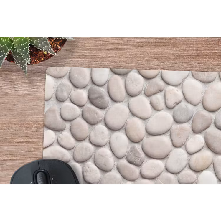Steen - Kiezel - Natuur - Minimalistisch - Beige muismat rubber klein -closeup