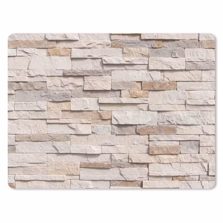Steen - Muur - Textuur - Rustiek - Beige muismat rubber klein -3d