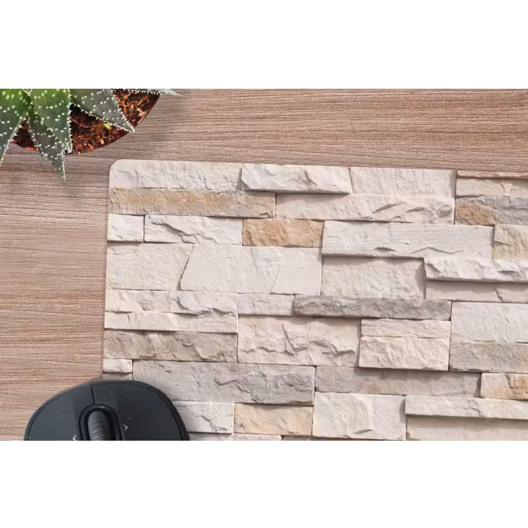 Steen - Muur - Textuur - Rustiek - Beige muismat rubber klein -closeup