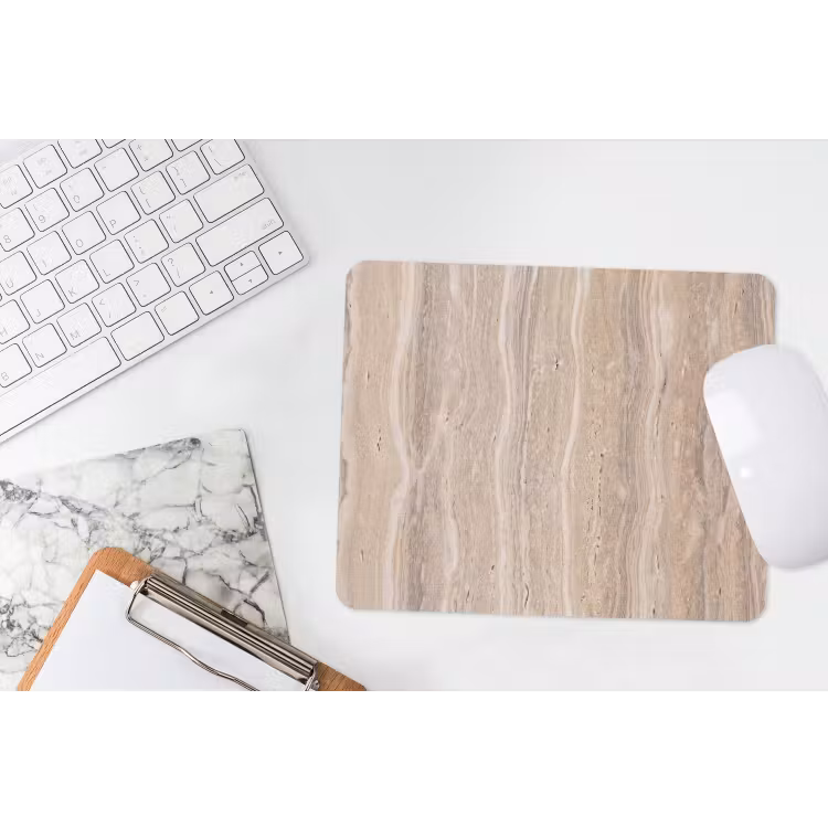 Steen - Patroon - Textuur - Natuurlijk - Beige muismat rubber klein -witbureau