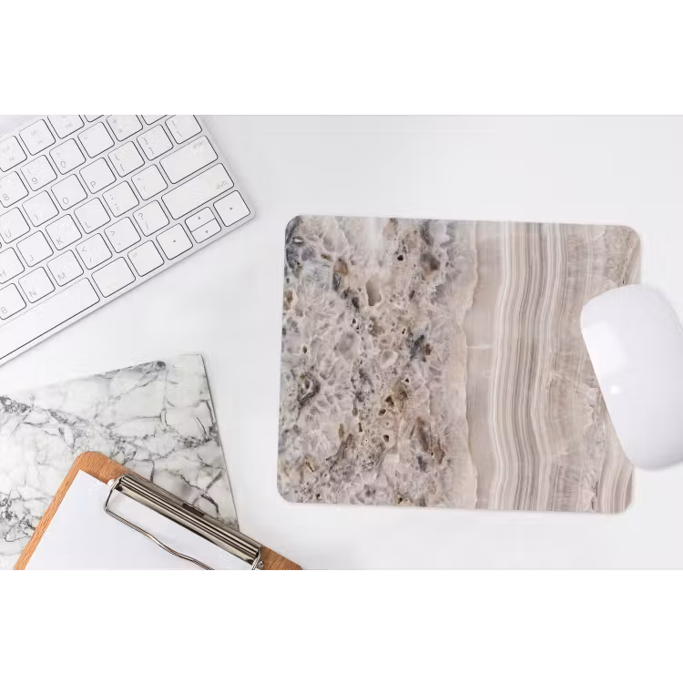 Steen - Textuur - Abstract - Beige - Wit muismat rubber klein -witbureau