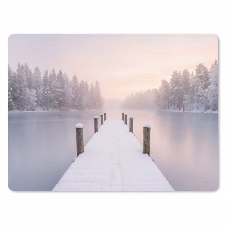 Steiger - Meer - Mist - Winter - Serene muismat rubber klein -3d