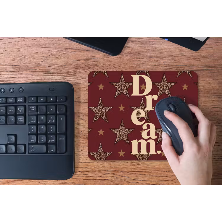 Sterren - Luipaardprint - Dream - Bordeaux muismat rubber klein -toetsenbord