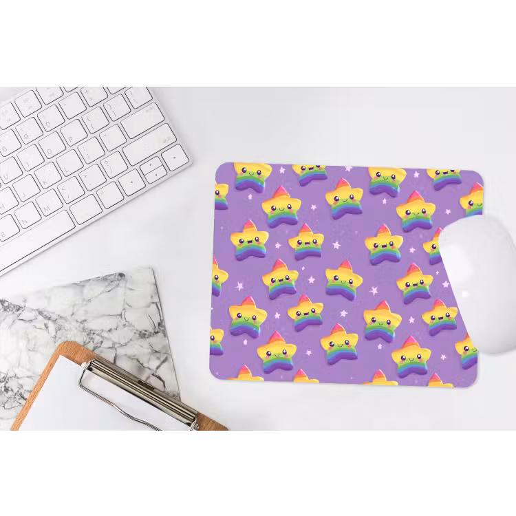 Sterren - Regenboog - Paars muismat rubber klein 262 -witbureau