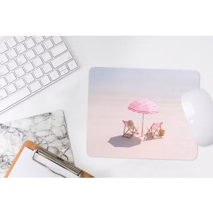 Strand - Parasol - Ligstoel - Zomer - Roze muismat rubber klein -witbureau