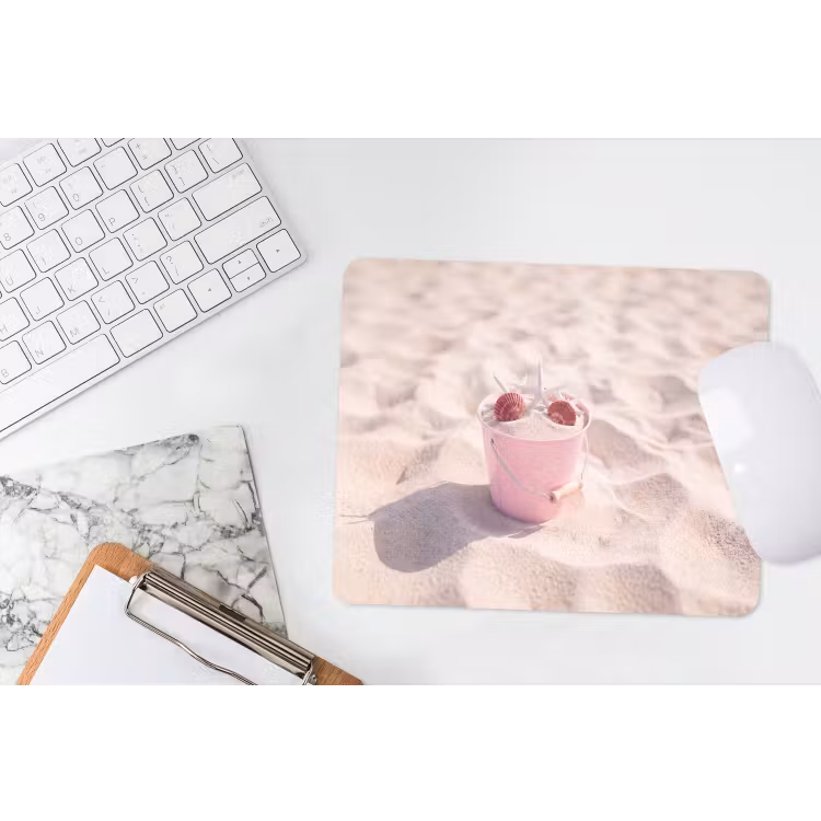Strand - Schelpen - Zomer - Roze - Decoratie muismat rubber klein -witbureau