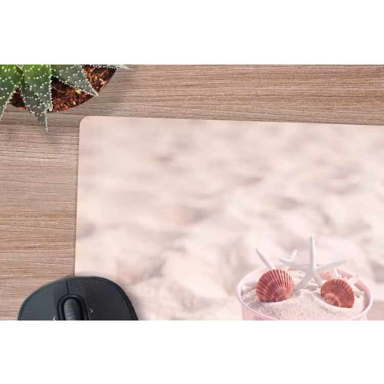 Strand - Schelpen - Zomer - Roze - Decoratie muismat rubber klein -closeup