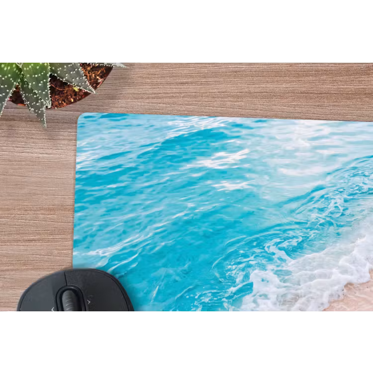 Strand - Zee - Golf - Natuur - Blauw muismat rubber klein -closeup