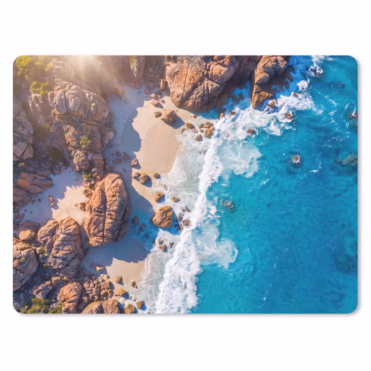 Strand - Zee - Rotsen - Natuur - Blauw muismat rubber klein -3d