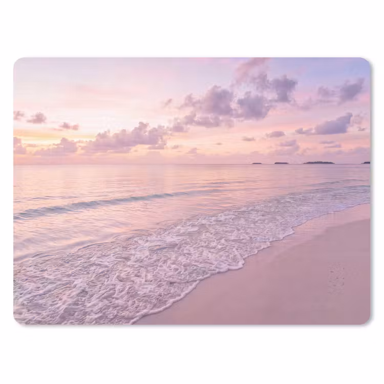 Strand - Zonsondergang - Natuur - Minimalistisch - Roze muismat rubber klein -3d