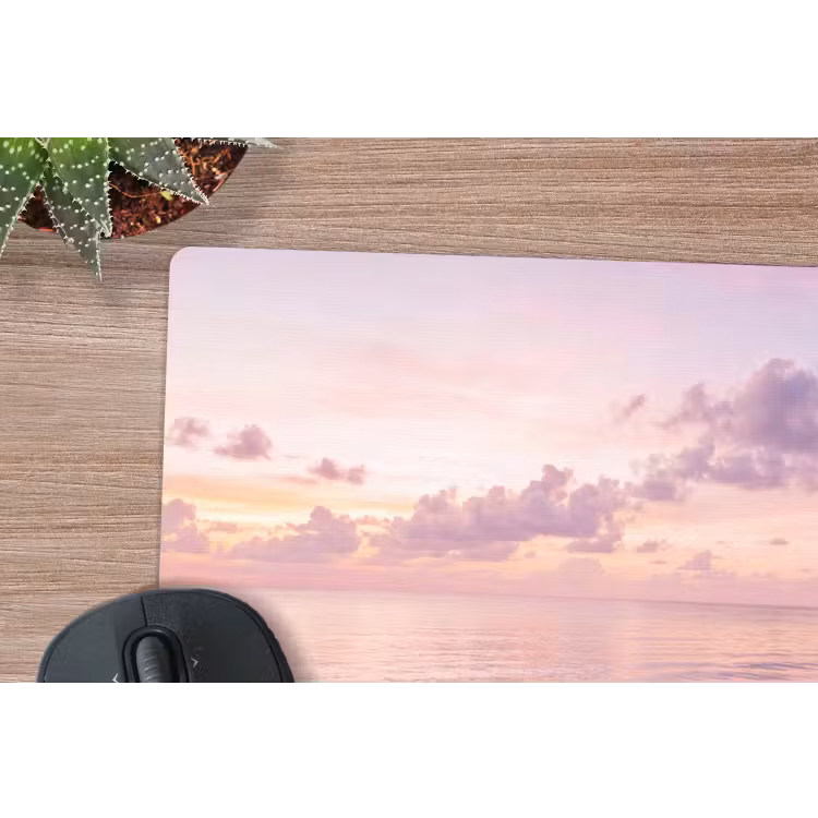 Strand - Zonsondergang - Natuur - Minimalistisch - Roze muismat rubber klein -closeup
