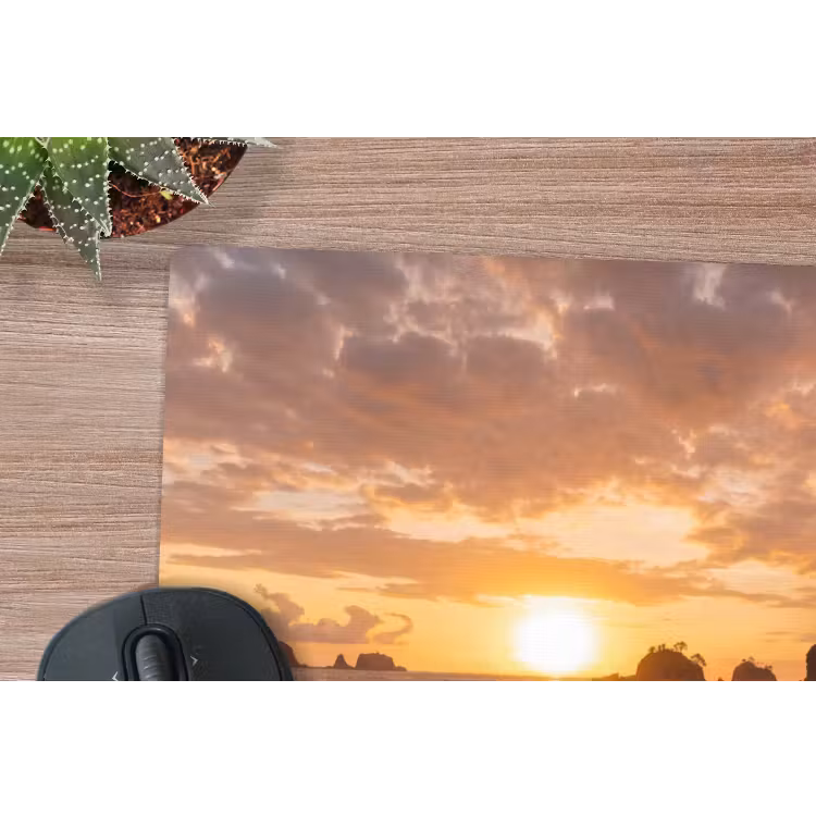 Strand - Zonsondergang - Natuur - Tropisch - Oranje muismat rubber klein -closeup