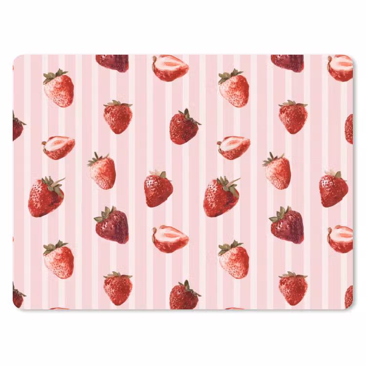 Strepen - Aardbei - Roze muismat rubber klein 262 -3d