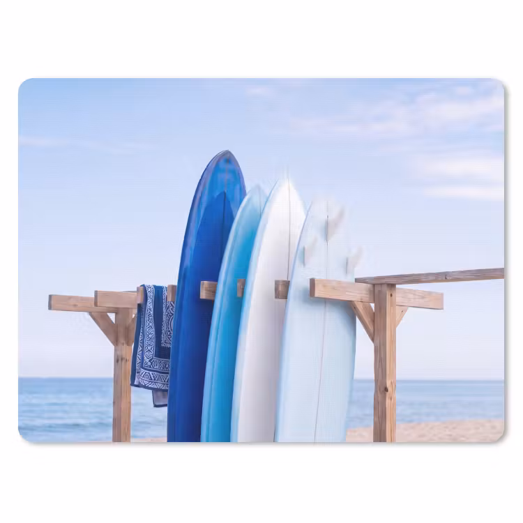 Surfplank - Strand - Zomer - Blauw - Water muismat rubber klein -3d