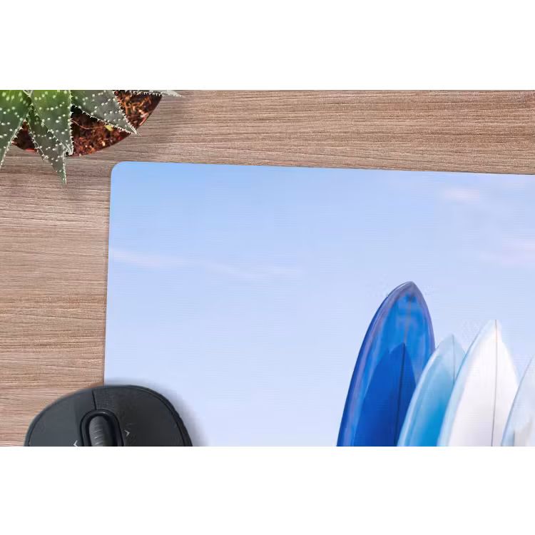 Surfplank - Strand - Zomer - Blauw - Water muismat rubber klein -closeup