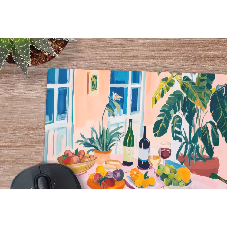 Tafel - Wijn - Fruit muismat rubber klein -closeup