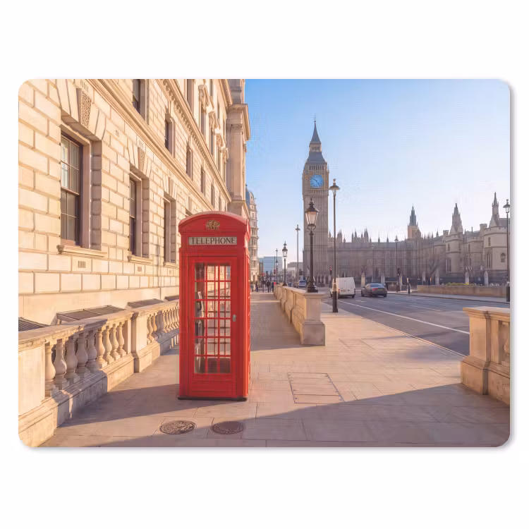 Telefooncel - Rood - Londen - Stad - Architectuur muismat rubber klein -3d