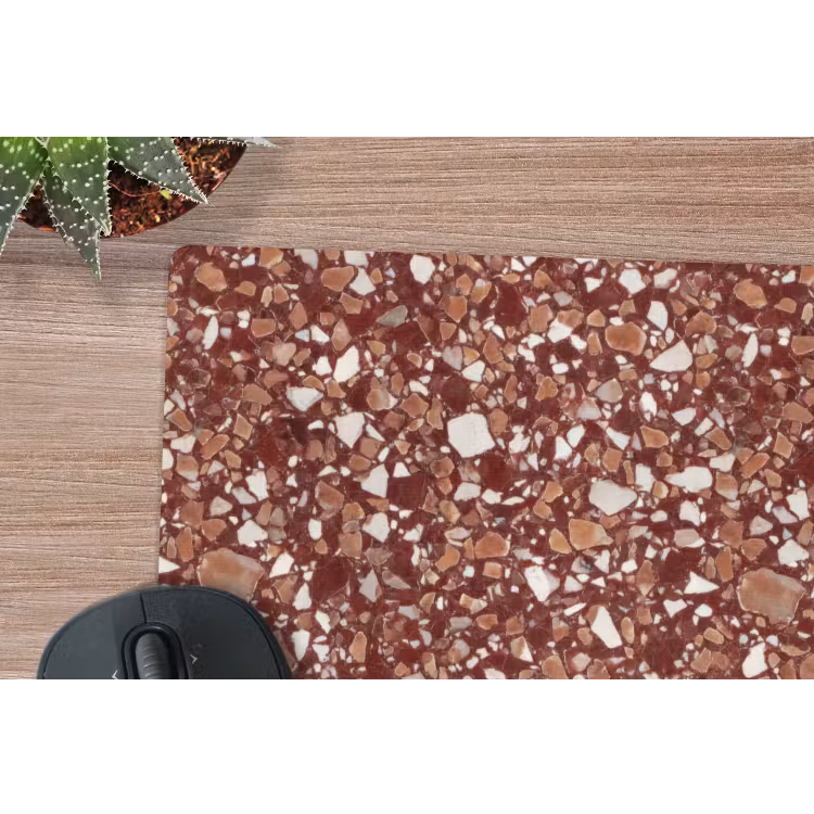 Terrazzo - Patroon - Steentextuur - Roodbruin muismat rubber klein 262 -closeup