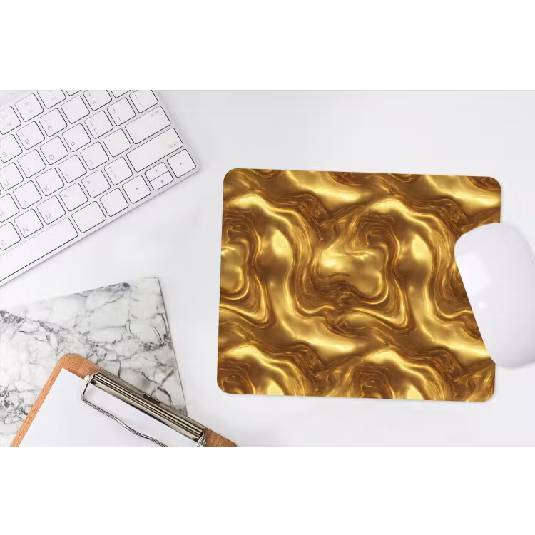 Textuur - Vloeibaar - Organisch - Goud muismat rubber klein 262 -witbureau