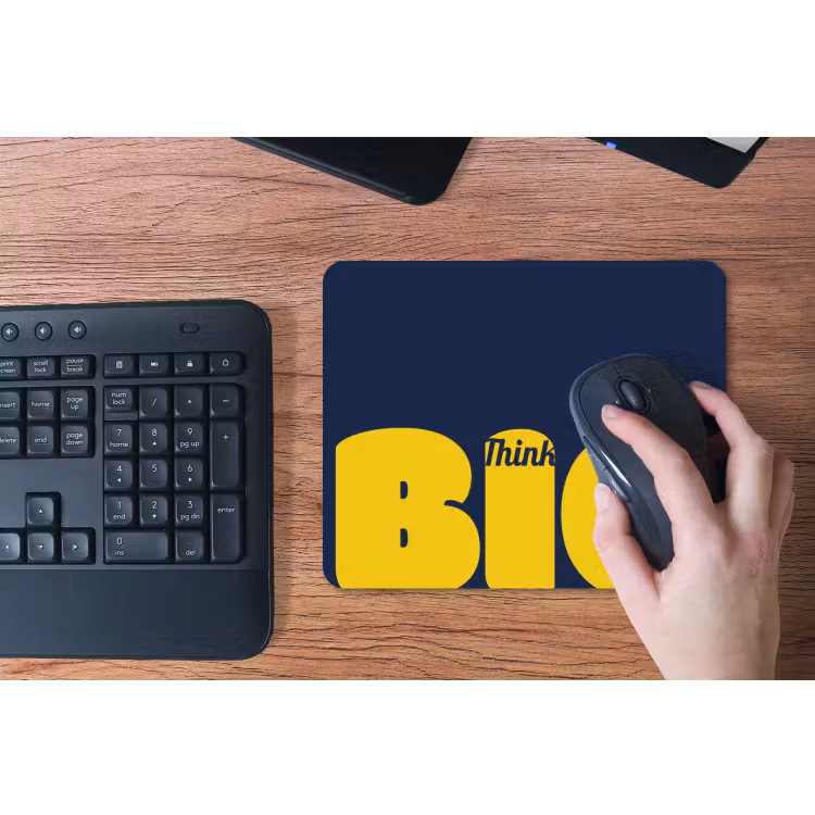Think big - Blauw - Geel muismat rubber klein -toetsenbord