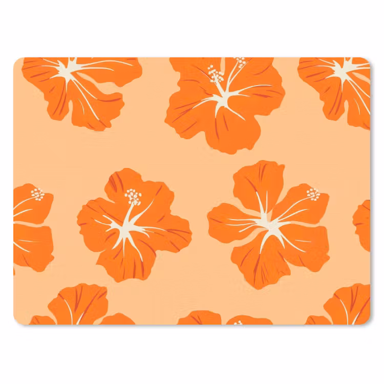 Tropisch - Hibiscus - Oranje muismat rubber klein 262 -3d