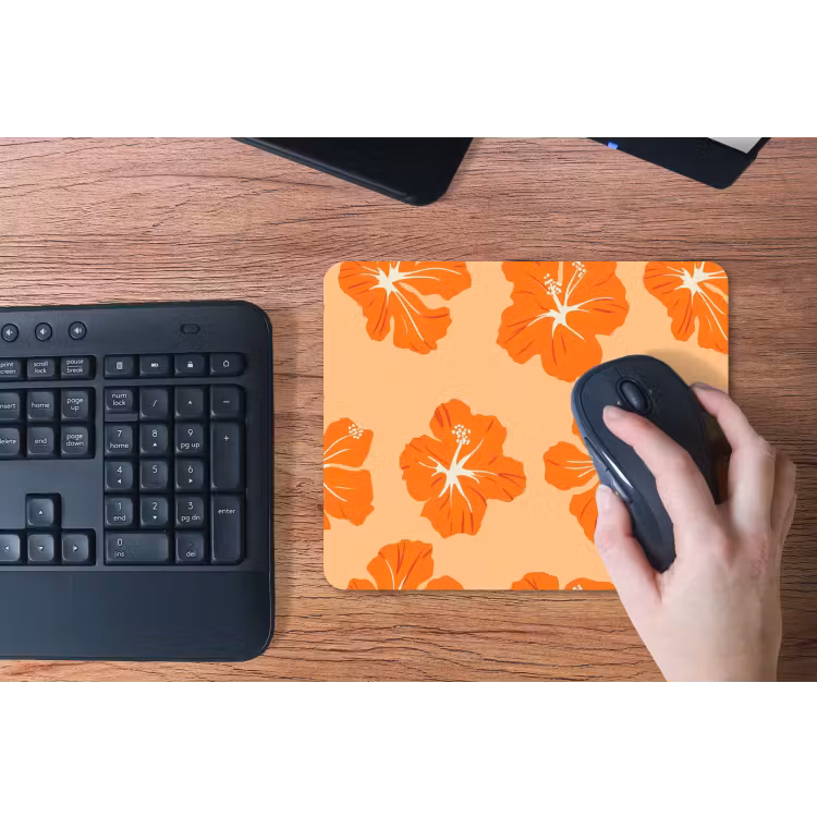 Tropisch - Hibiscus - Oranje muismat rubber klein 262 -toetsenbord
