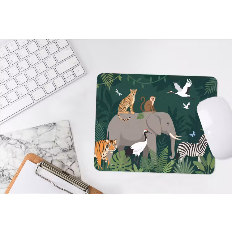 Tropisch - Jungle -  Groen muismat rubber klein -witbureau