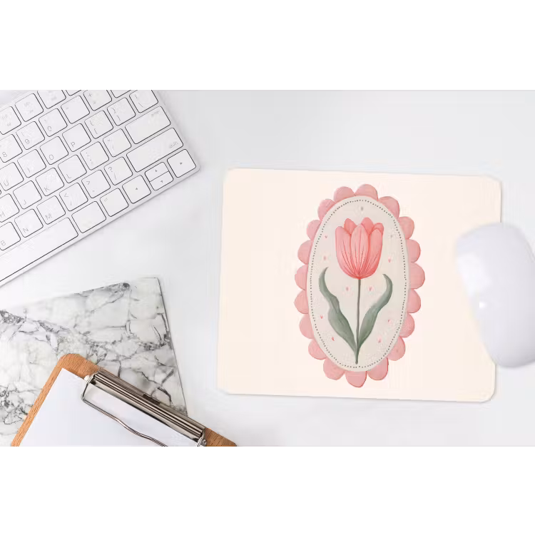 Tulp - Lijst - Ovaal - Illustratie muismat rubber klein -witbureau