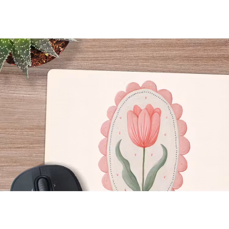Tulp - Lijst - Ovaal - Illustratie muismat rubber klein -closeup