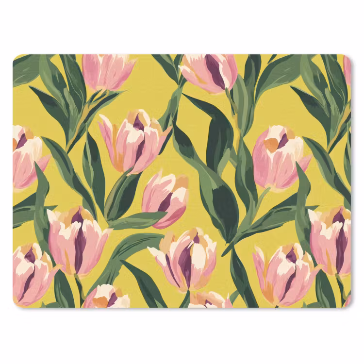 Tulpen - Botanisch - Geel muismat rubber klein 262 -3d