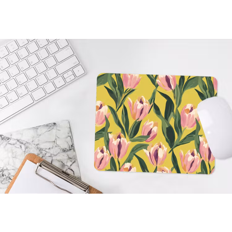 Tulpen - Botanisch - Geel muismat rubber klein 262 -witbureau