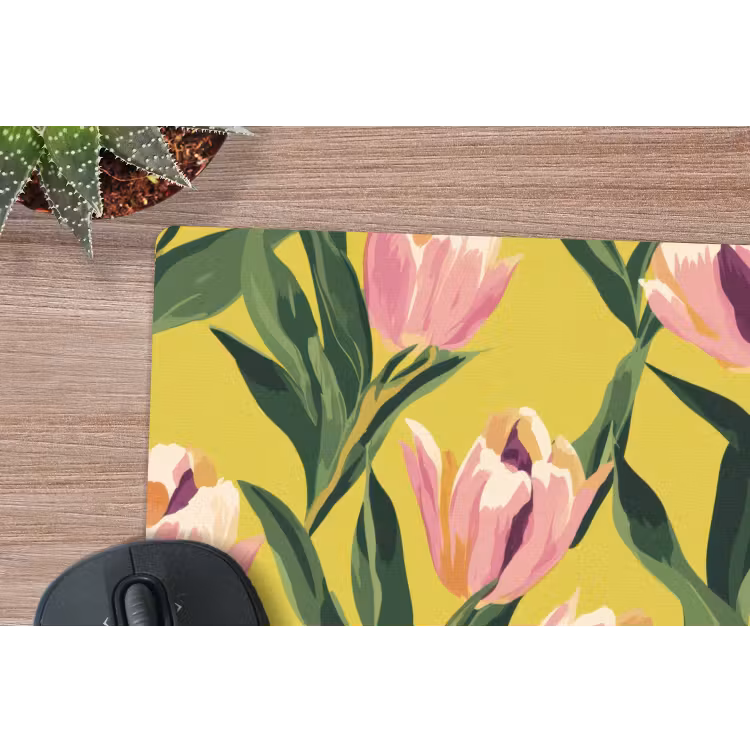 Tulpen - Botanisch - Geel muismat rubber klein 262 -closeup
