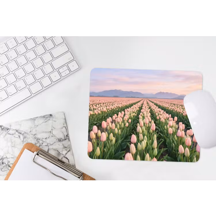 Tulpen - Landschap - Roze muismat rubber klein -witbureau