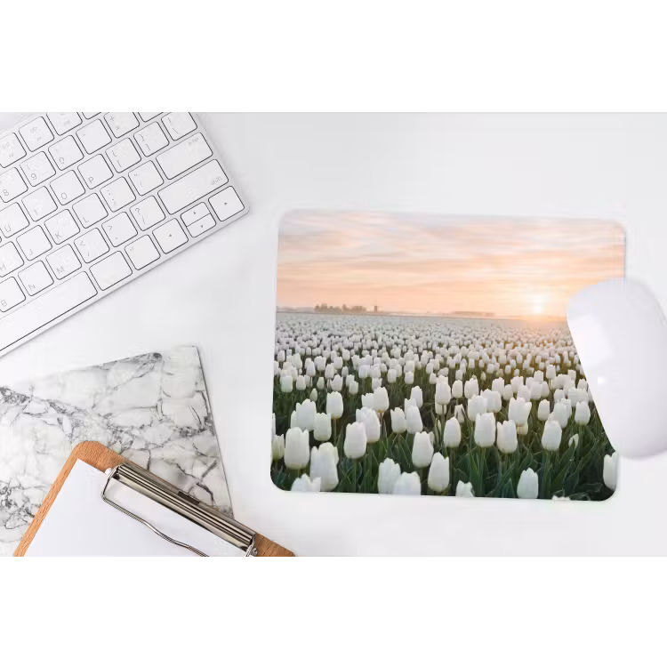 Tulpen - Landschap - Wit muismat rubber klein -witbureau