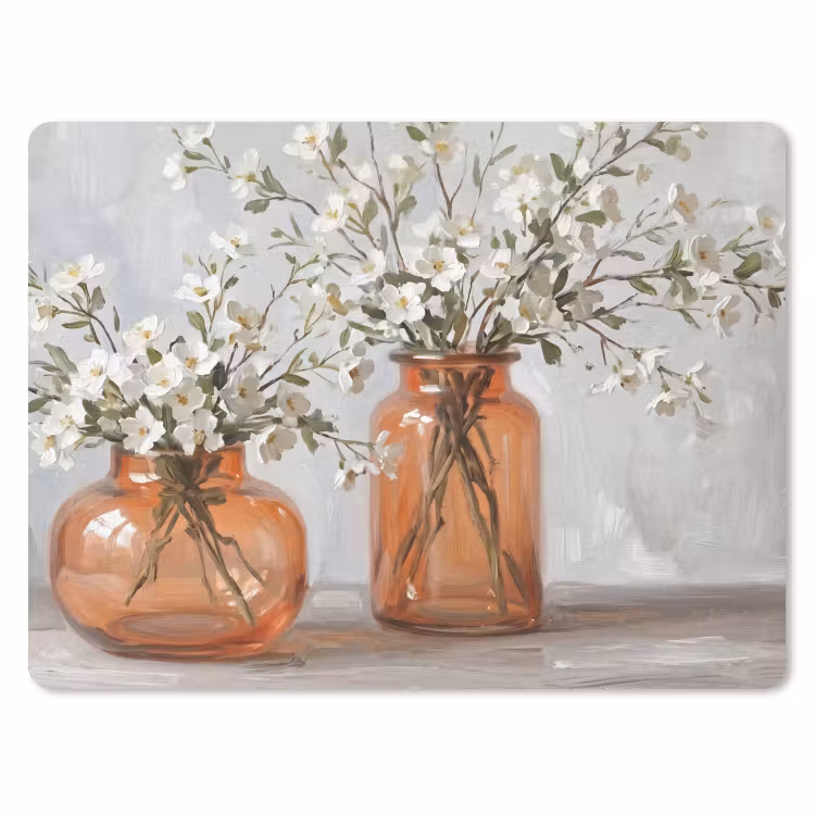 Vazen - Bloemen - Oranje muismat rubber klein -3d