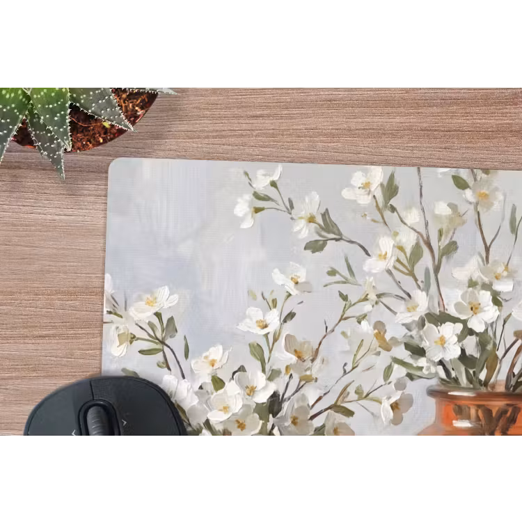 Vazen - Bloemen - Oranje muismat rubber klein -closeup