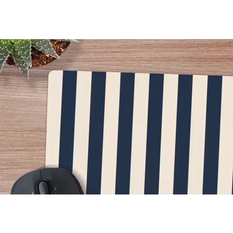 Verticale strepen - Blauw - Crème muismat rubber klein 262 -closeup