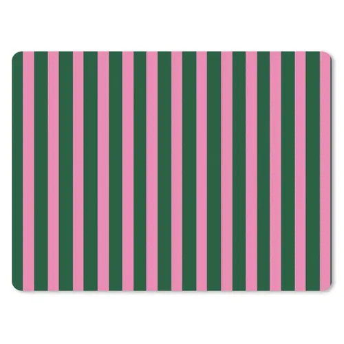 Verticale strepen - Groen - Roze muismat rubber klein 262 -3d