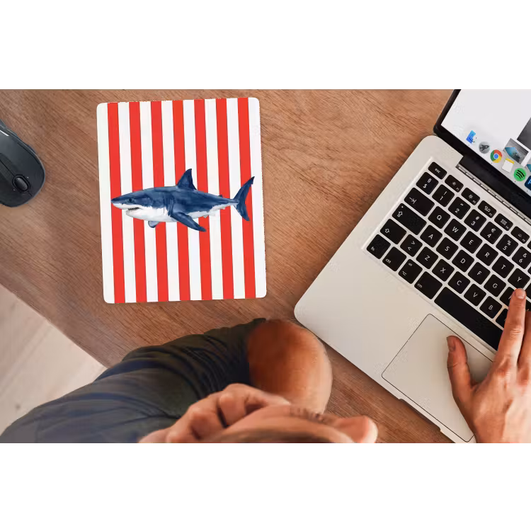 Vis - Haai - Zee - Illustratie - Blauw muismat rubber klein -laptop