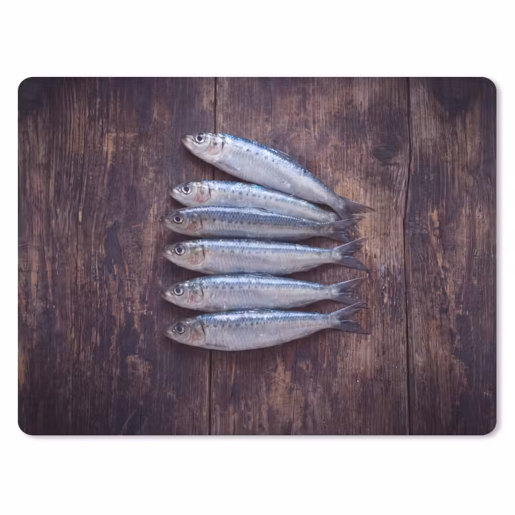 Muismat - Vis - Hout - Eten - Vis - Hout - Eten muismat rubber klein
