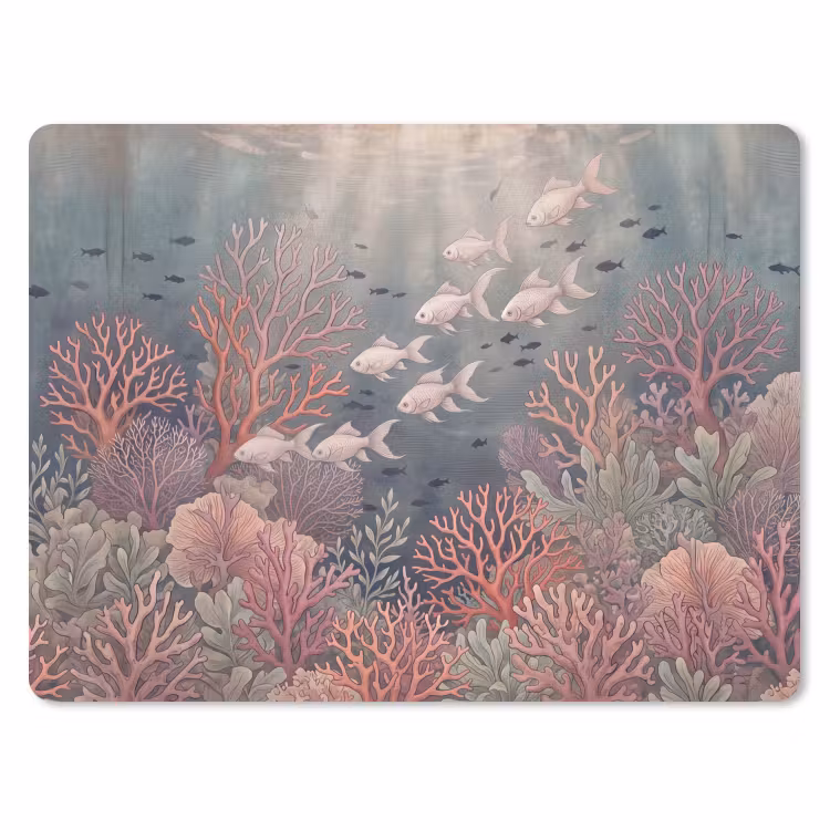 Vis - Koraal - Onderwater - Illustratie - Vintage muismat rubber klein -3d