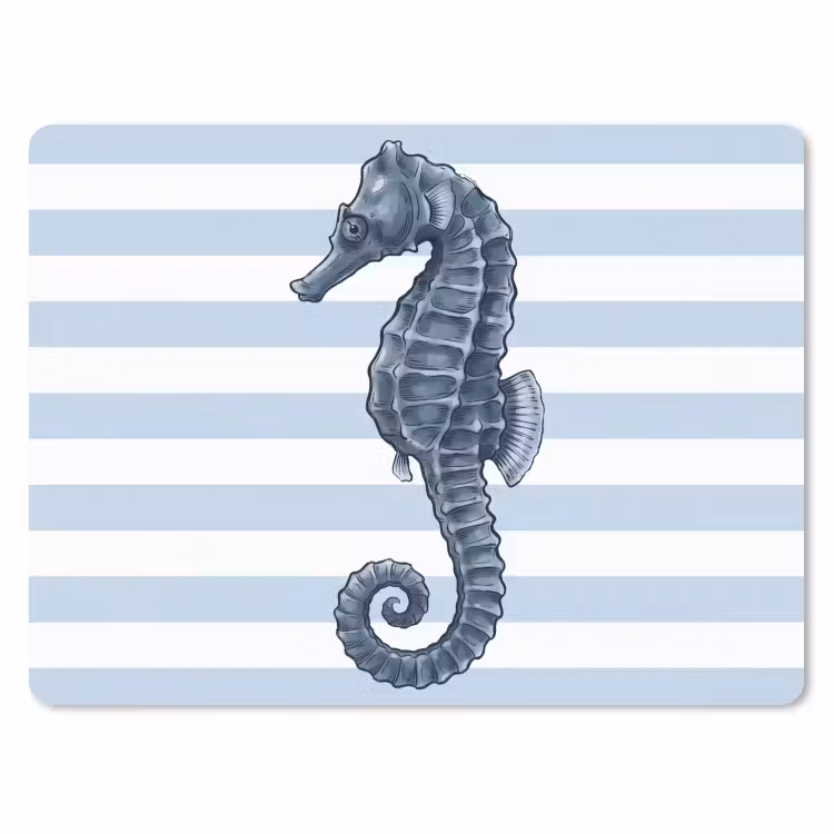 Vis - Oceaan - Illustratie - Blauw - Strepen muismat rubber klein -3d