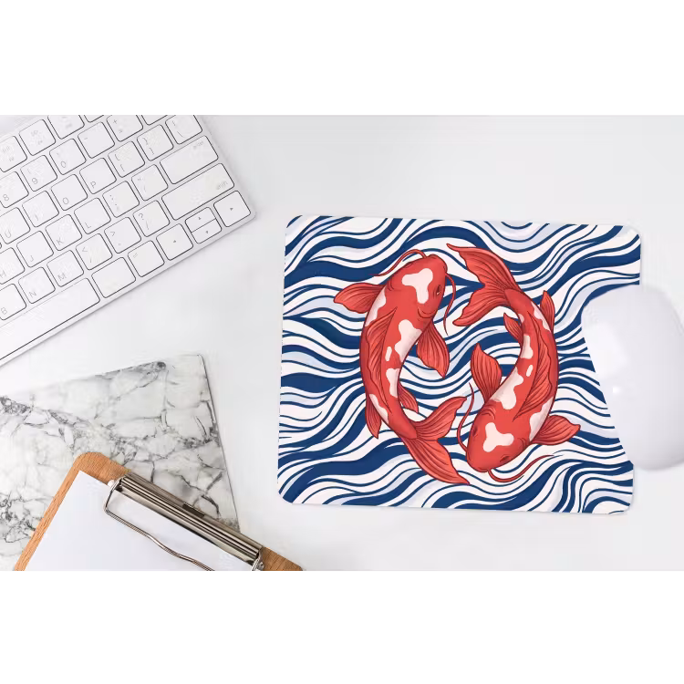 Vis - Water - Natuur - Illustratie - Rood muismat rubber klein -witbureau